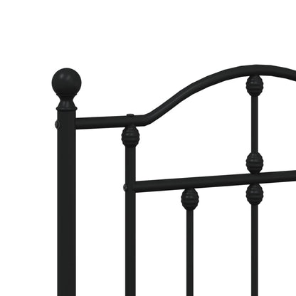 Metal Bed Frame without Mattress with Headboard Black 200x200cm