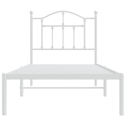 Metal Bed Frame without Mattress with Headboard White 90x190cm