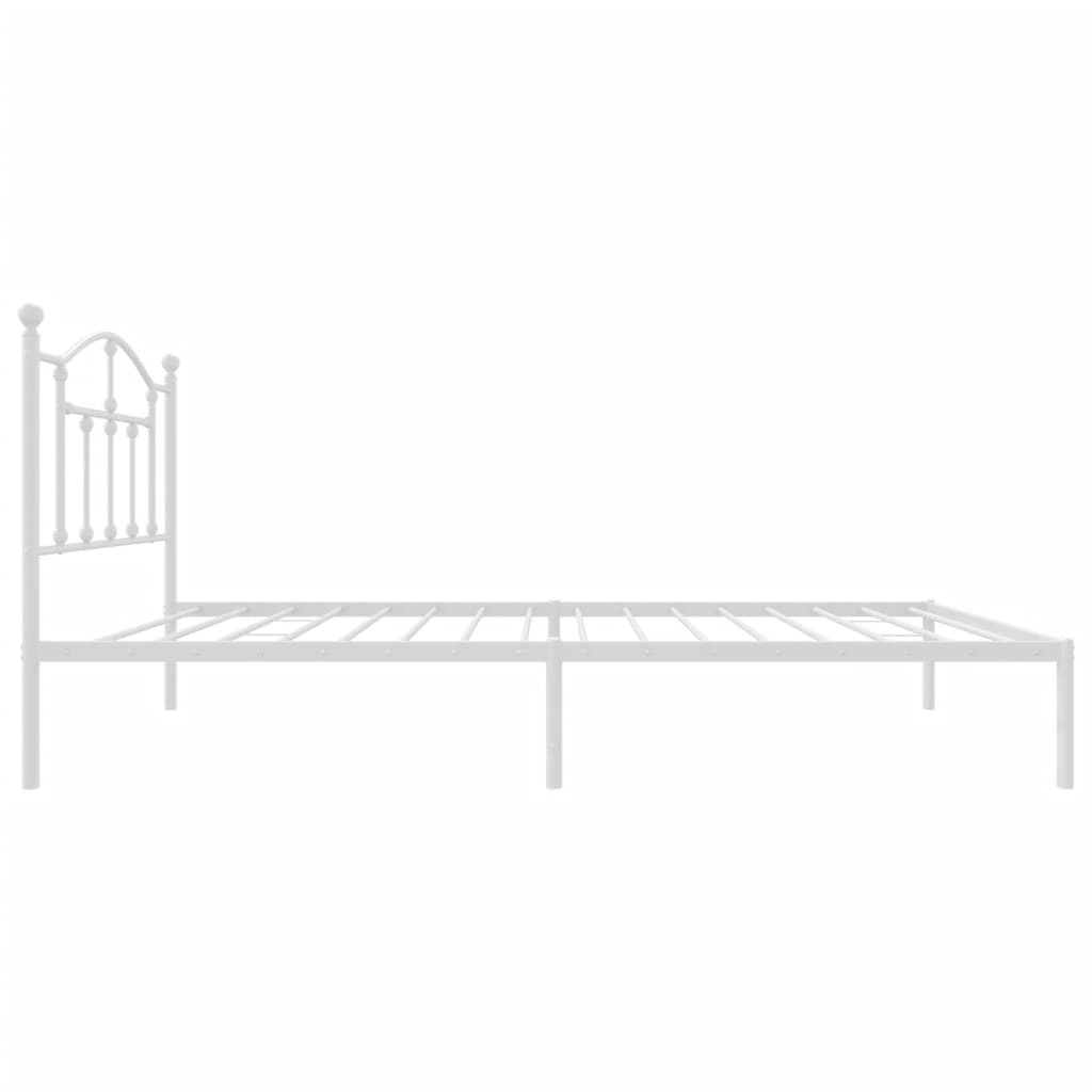 Metal Bed Frame without Mattress with Headboard White 90x190cm