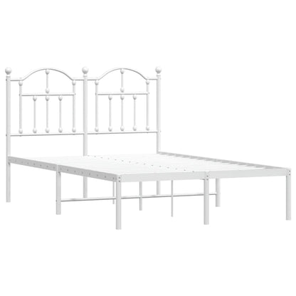 Metal Bed Frame without Mattress with Headboard White 120x200cm