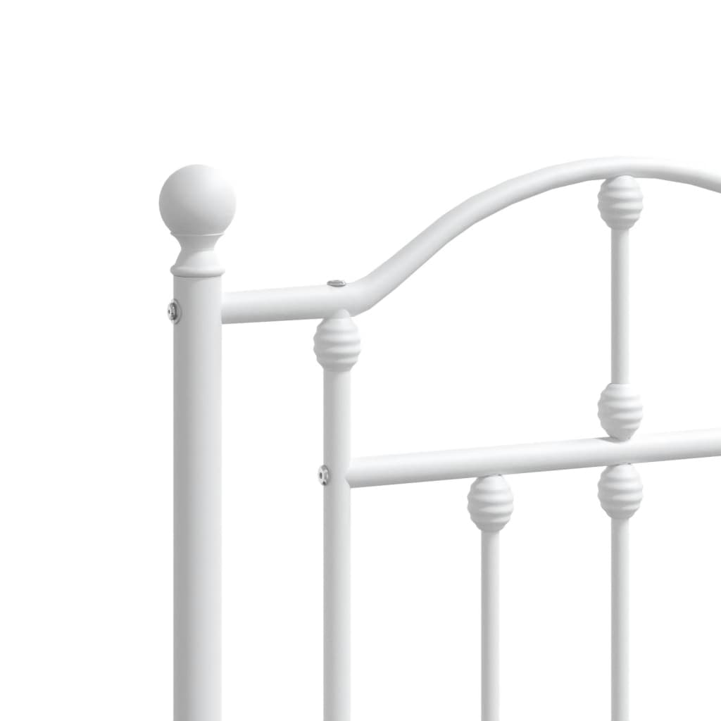 Metal Bed Frame without Mattress with Headboard White 120x200cm