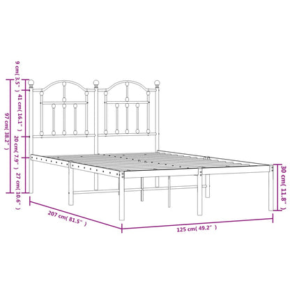 Metal Bed Frame without Mattress with Headboard White 120x200cm