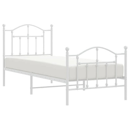 Metal Bed Frame without Mattress with Footboard White 90x190cm
