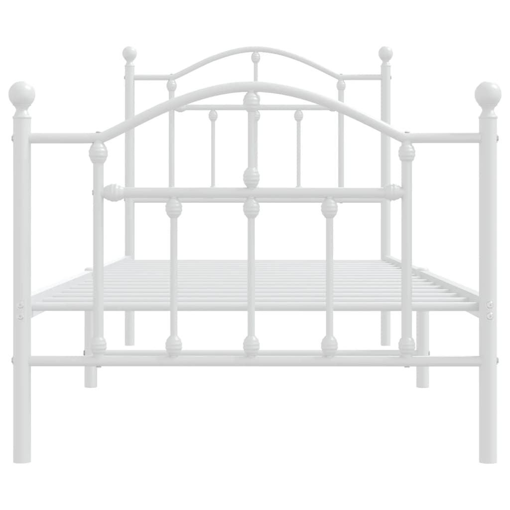 Metal Bed Frame without Mattress with Footboard White 90x190cm