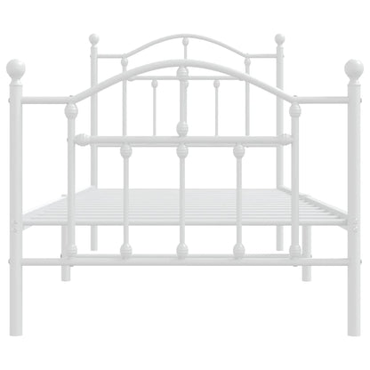 Metal Bed Frame without Mattress with Footboard White 90x190cm