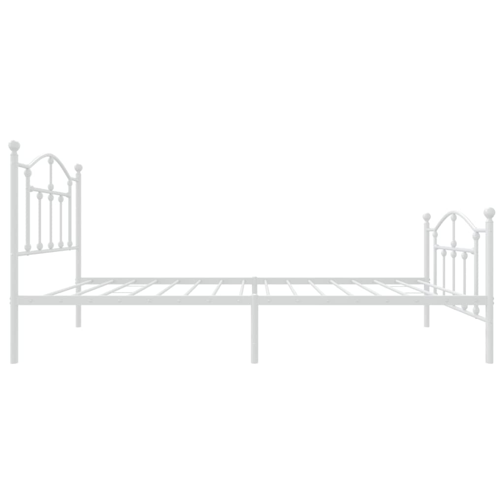 Metal Bed Frame without Mattress with Footboard White 90x190cm