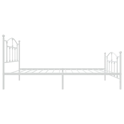 Metal Bed Frame without Mattress with Footboard White 90x190cm