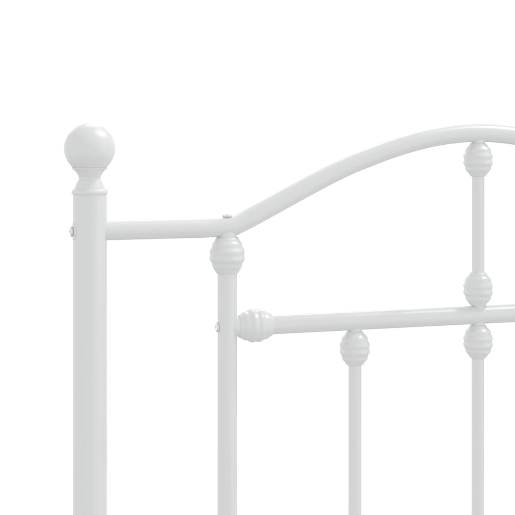 Metal Bed Frame without Mattress with Footboard White 90x190cm