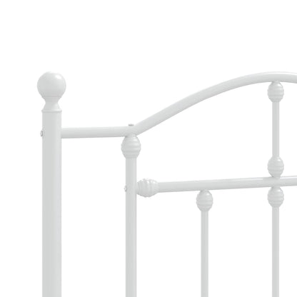 Metal Bed Frame without Mattress with Footboard White 90x190cm