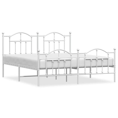 Metal Bed Frame without Mattress with Footboard White 180x200cm