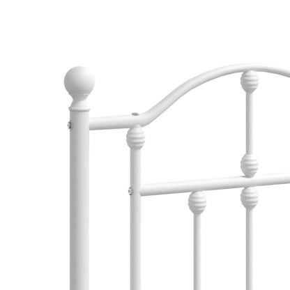 Metal Bed Frame without Mattress with Footboard White 180x200cm