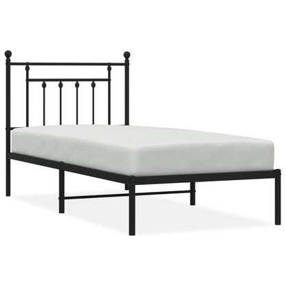 Metal Bed Frame without Mattress with Headboard Black 90x200cm