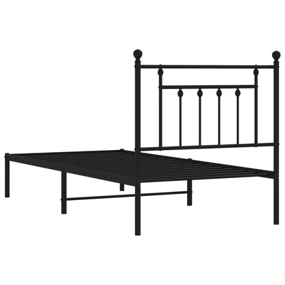Metal Bed Frame without Mattress with Headboard Black 90x200cm