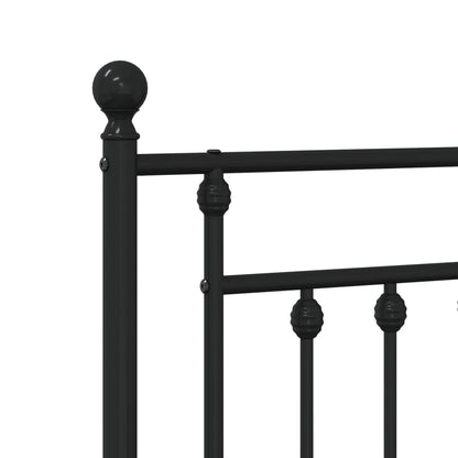 Metal Bed Frame without Mattress with Headboard Black 90x200cm