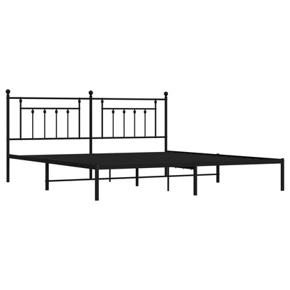 Metal Bed Frame without Mattress with Headboard Black 200x200cm
