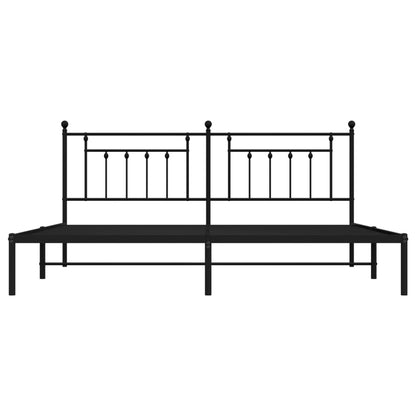 Metal Bed Frame without Mattress with Headboard Black 200x200cm