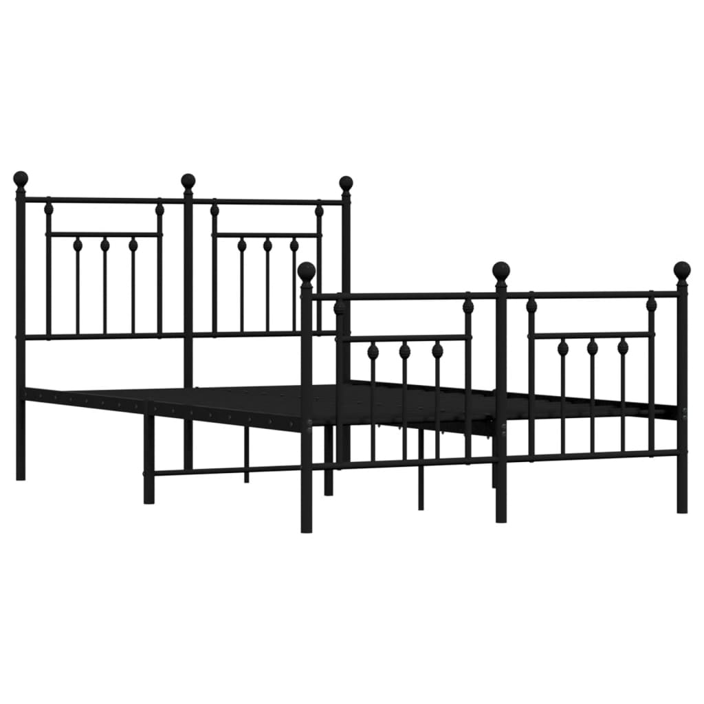 Metal Bed Frame without Mattress with Footboard Black 120x200cm