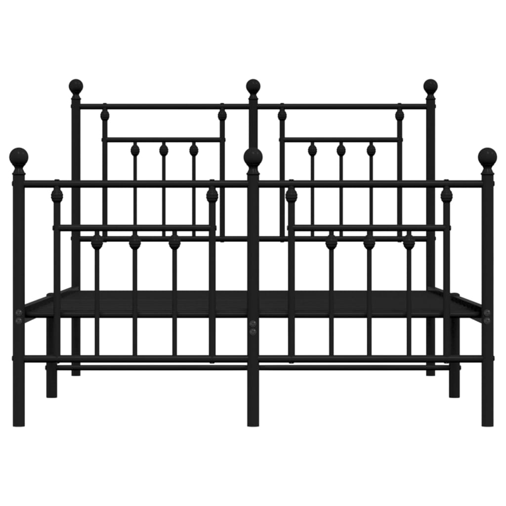 Metal Bed Frame without Mattress with Footboard Black 120x200cm
