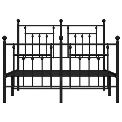 Metal Bed Frame without Mattress with Footboard Black 120x200cm