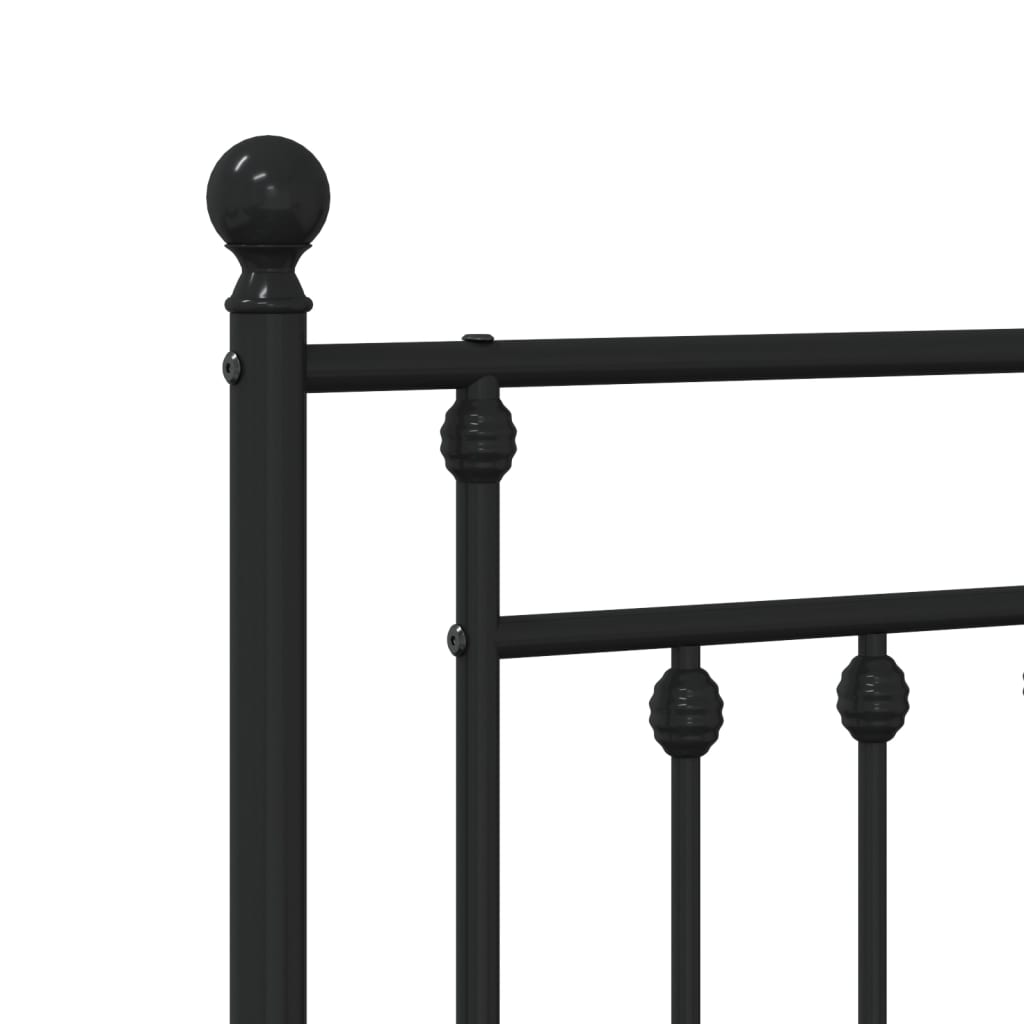 Metal Bed Frame without Mattress with Footboard Black 120x200cm