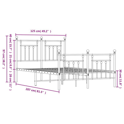 Metal Bed Frame without Mattress with Footboard Black 120x200cm