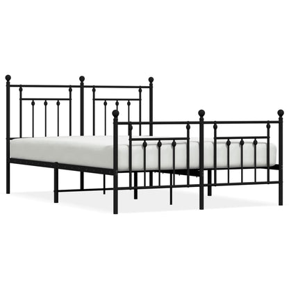 Metal Bed Frame without Mattress with Footboard Black 140x200cm