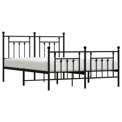 Metal Bed Frame without Mattress with Footboard Black 140x200cm