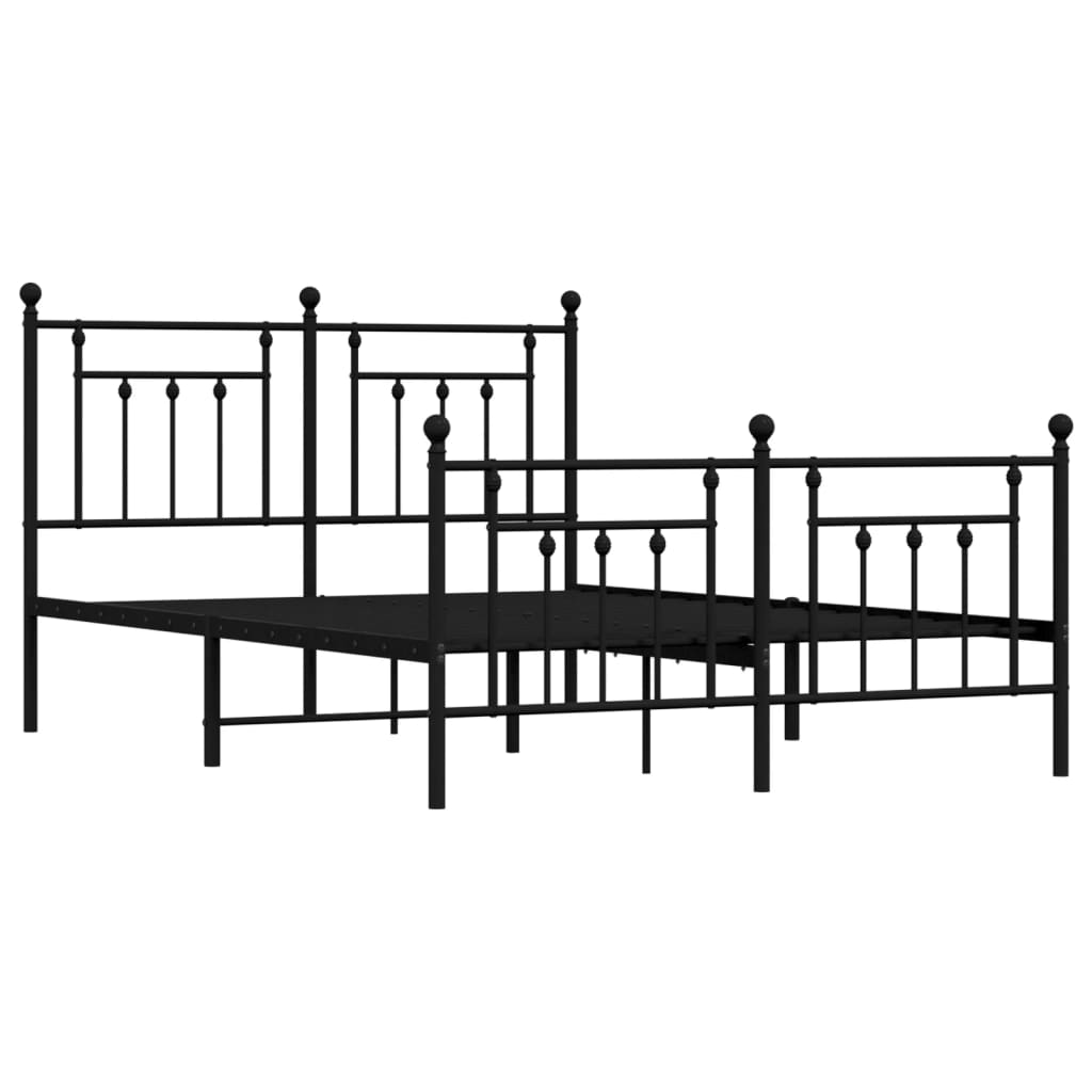 Metal Bed Frame without Mattress with Footboard Black 140x200cm