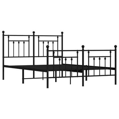Metal Bed Frame without Mattress with Footboard Black 140x200cm