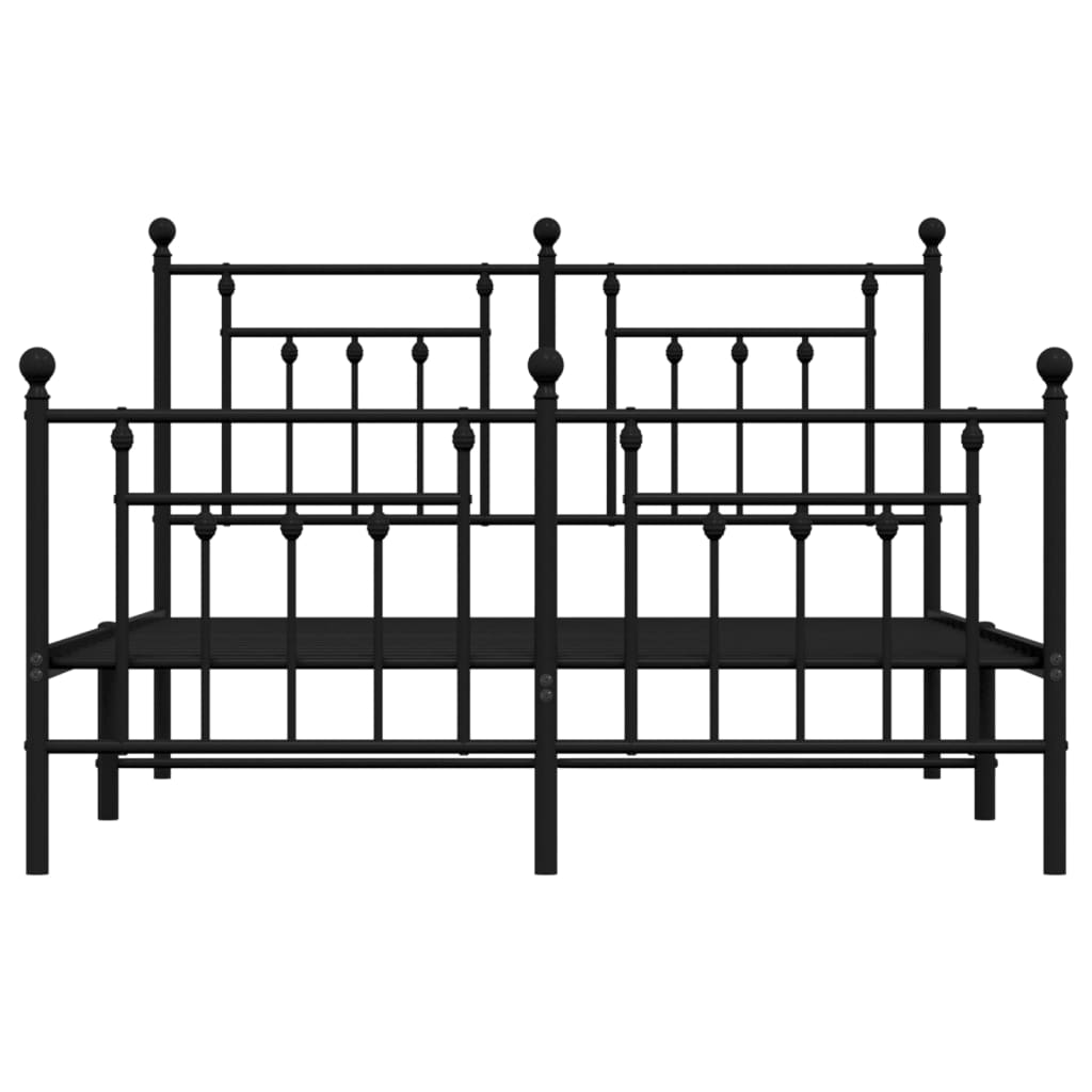Metal Bed Frame without Mattress with Footboard Black 140x200cm