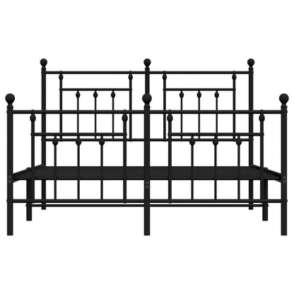 Metal Bed Frame without Mattress with Footboard Black 140x200cm