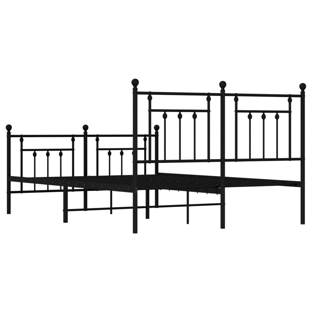 Metal Bed Frame without Mattress with Footboard Black 140x200cm