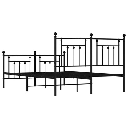 Metal Bed Frame without Mattress with Footboard Black 140x200cm