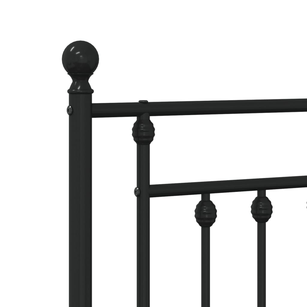 Metal Bed Frame without Mattress with Footboard Black 140x200cm