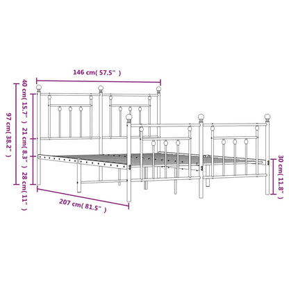 Metal Bed Frame without Mattress with Footboard Black 140x200cm