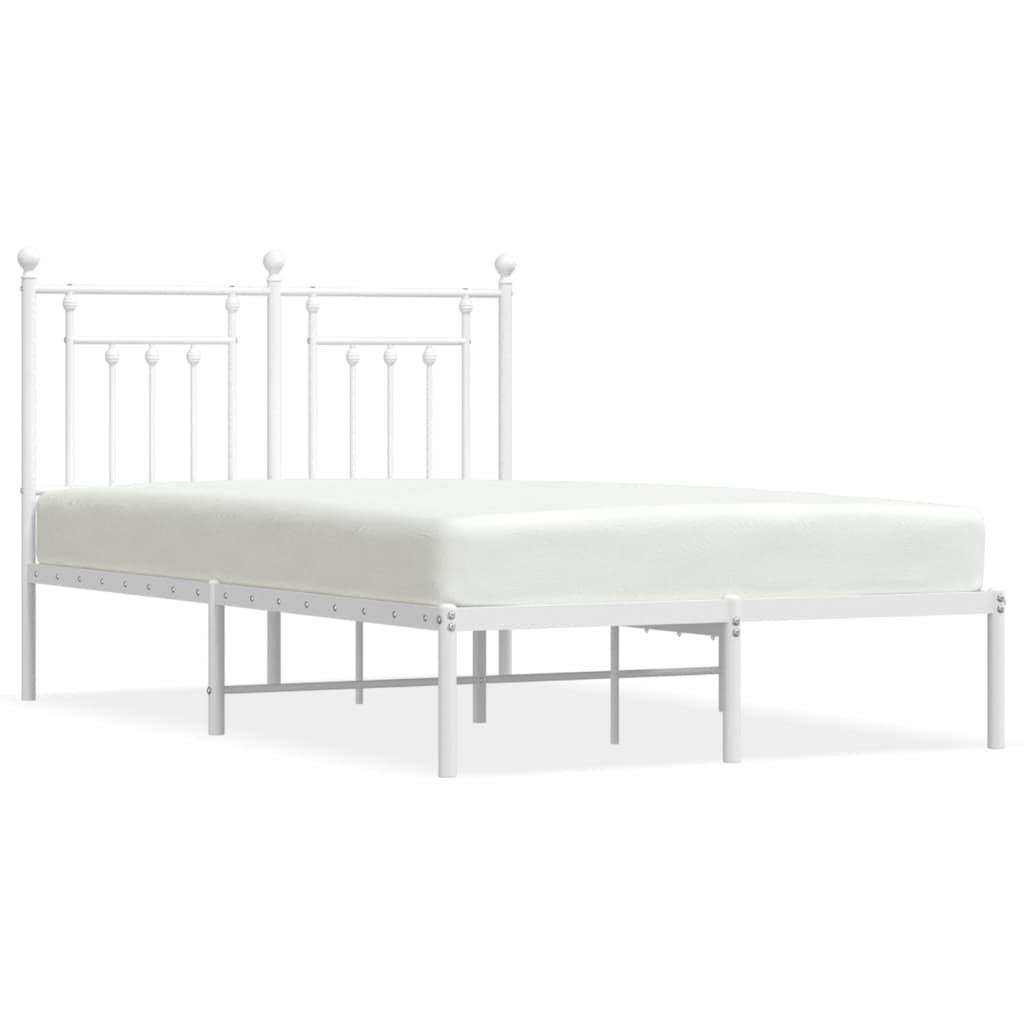 Metal Bed Frame without Mattress with Headboard White 120x200cm