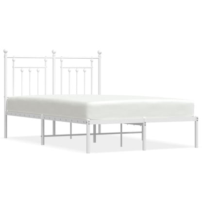 Metal Bed Frame without Mattress with Headboard White 120x200cm