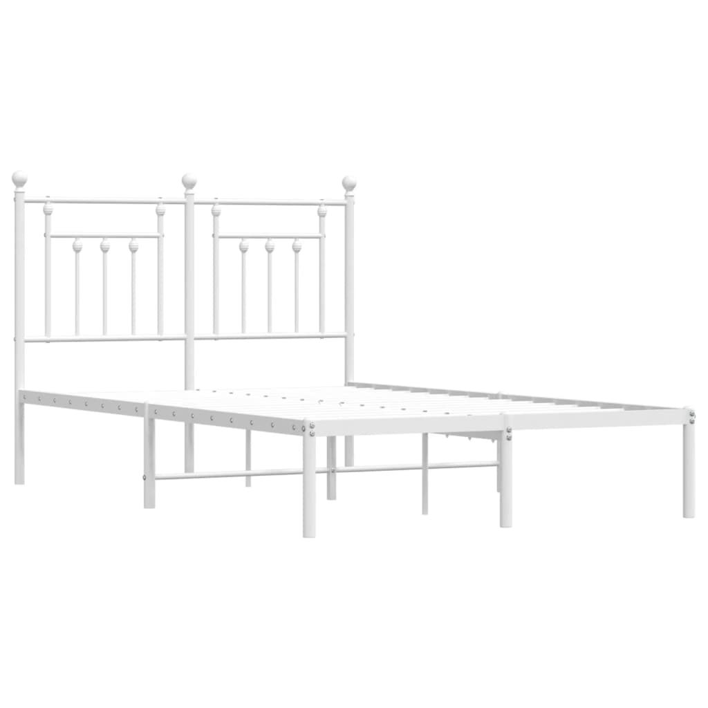 Metal Bed Frame without Mattress with Headboard White 120x200cm