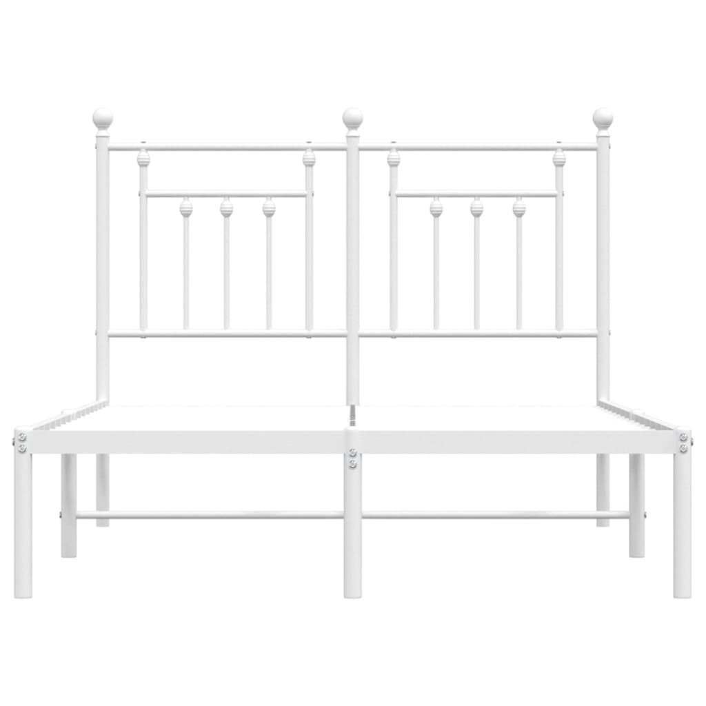 Metal Bed Frame without Mattress with Headboard White 120x200cm