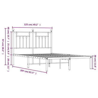 Metal Bed Frame without Mattress with Headboard White 120x200cm