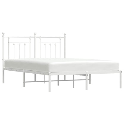 Metal Bed Frame without Mattress with Headboard White 140x200cm