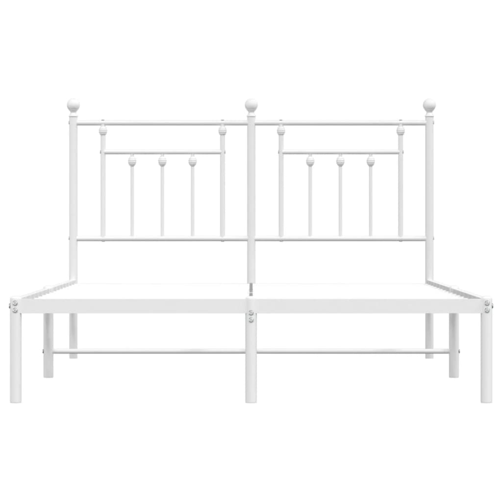 Metal Bed Frame without Mattress with Headboard White 140x200cm