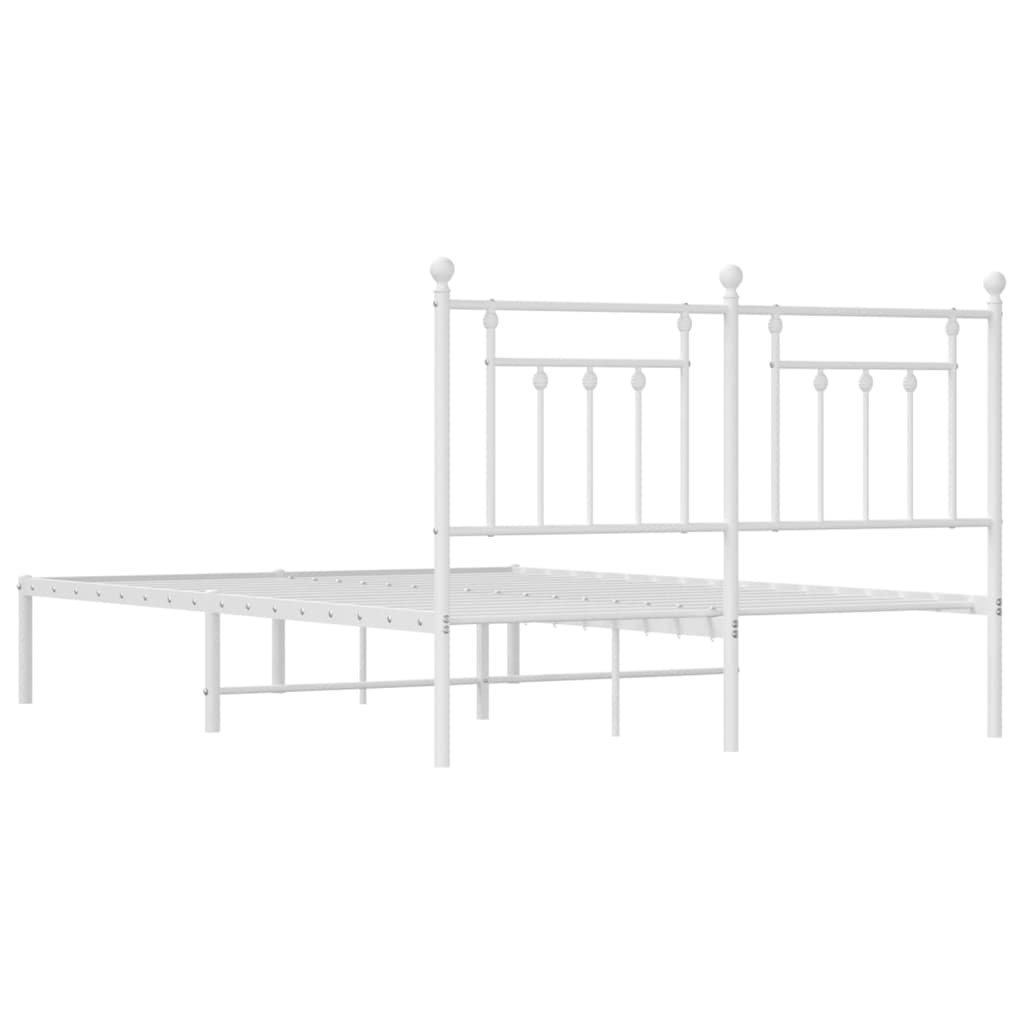 Metal Bed Frame without Mattress with Headboard White 140x200cm