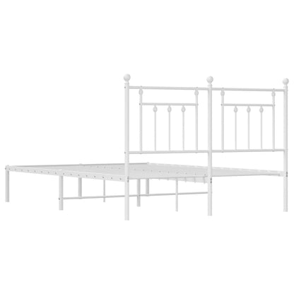 Metal Bed Frame without Mattress with Headboard White 140x200cm