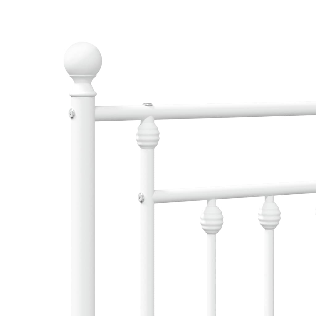 Metal Bed Frame without Mattress with Headboard White 140x200cm