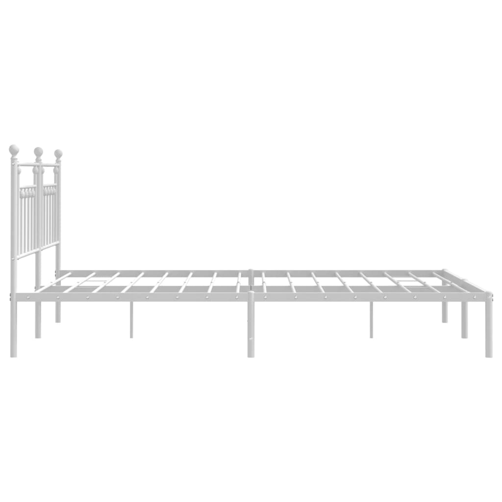 Metal Bed Frame without Mattress with Headboard White 160x200cm