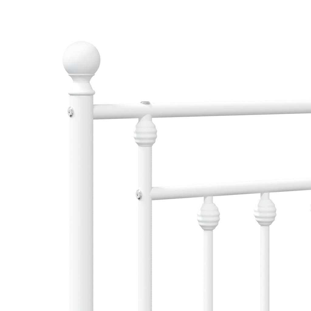 Metal Bed Frame without Mattress with Headboard White 160x200cm