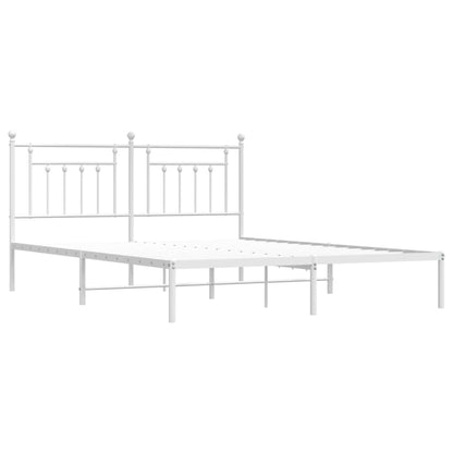 Metal Bed Frame without Mattress with Headboard White 180x200cm