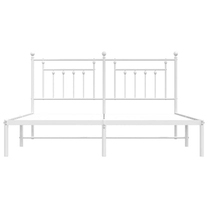 Metal Bed Frame without Mattress with Headboard White 180x200cm