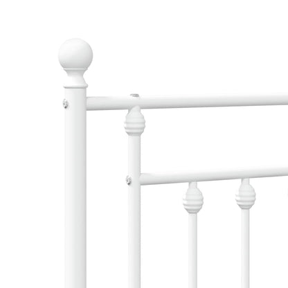 Metal Bed Frame without Mattress with Headboard White 180x200cm